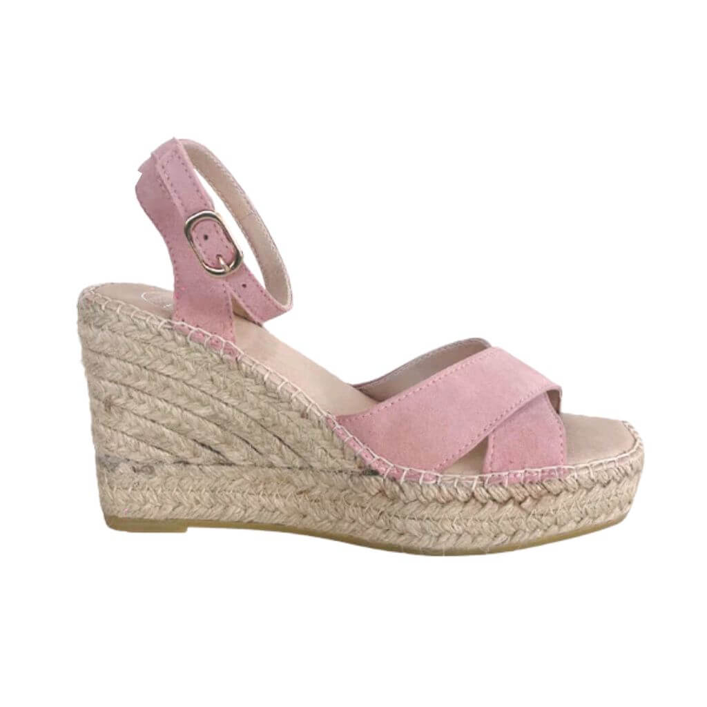 Lucia Espadrille Wedge in Rose - Shoeq