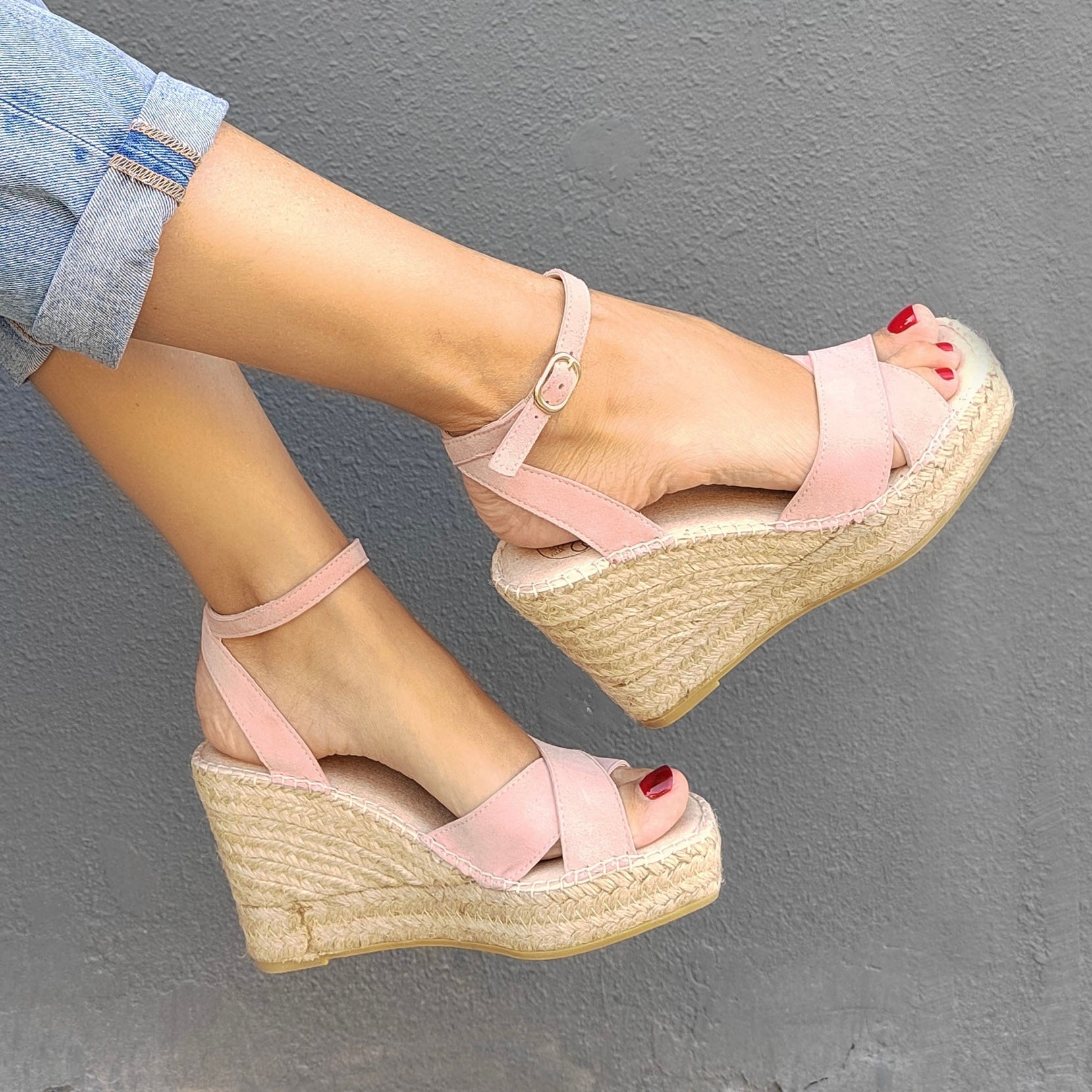 Lucia Espadrille Wedge in Rose - Shoeq