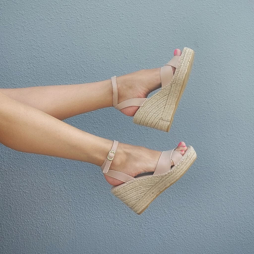Lucia Espadrille Wedge in Sand - Shoeq