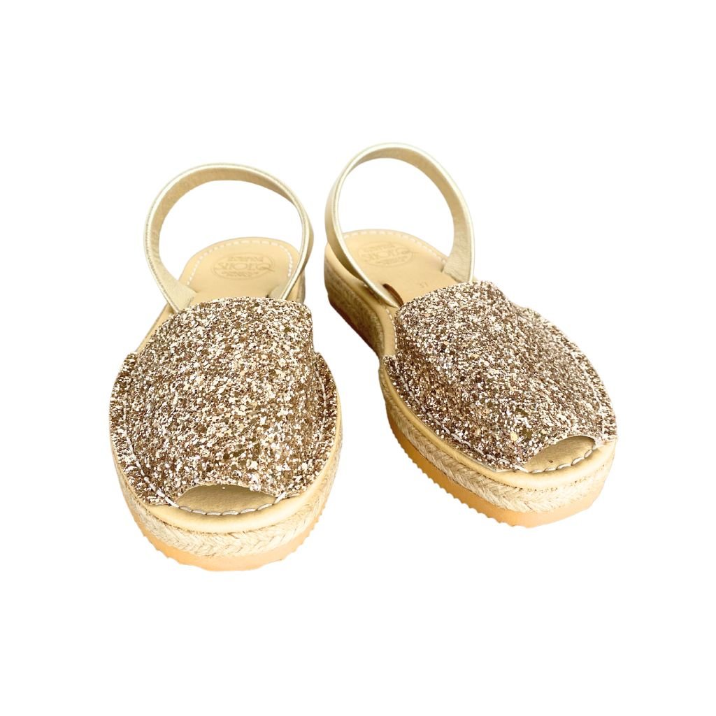 Micro Espadrille Wedge in Champagne Glitter - Shoeq