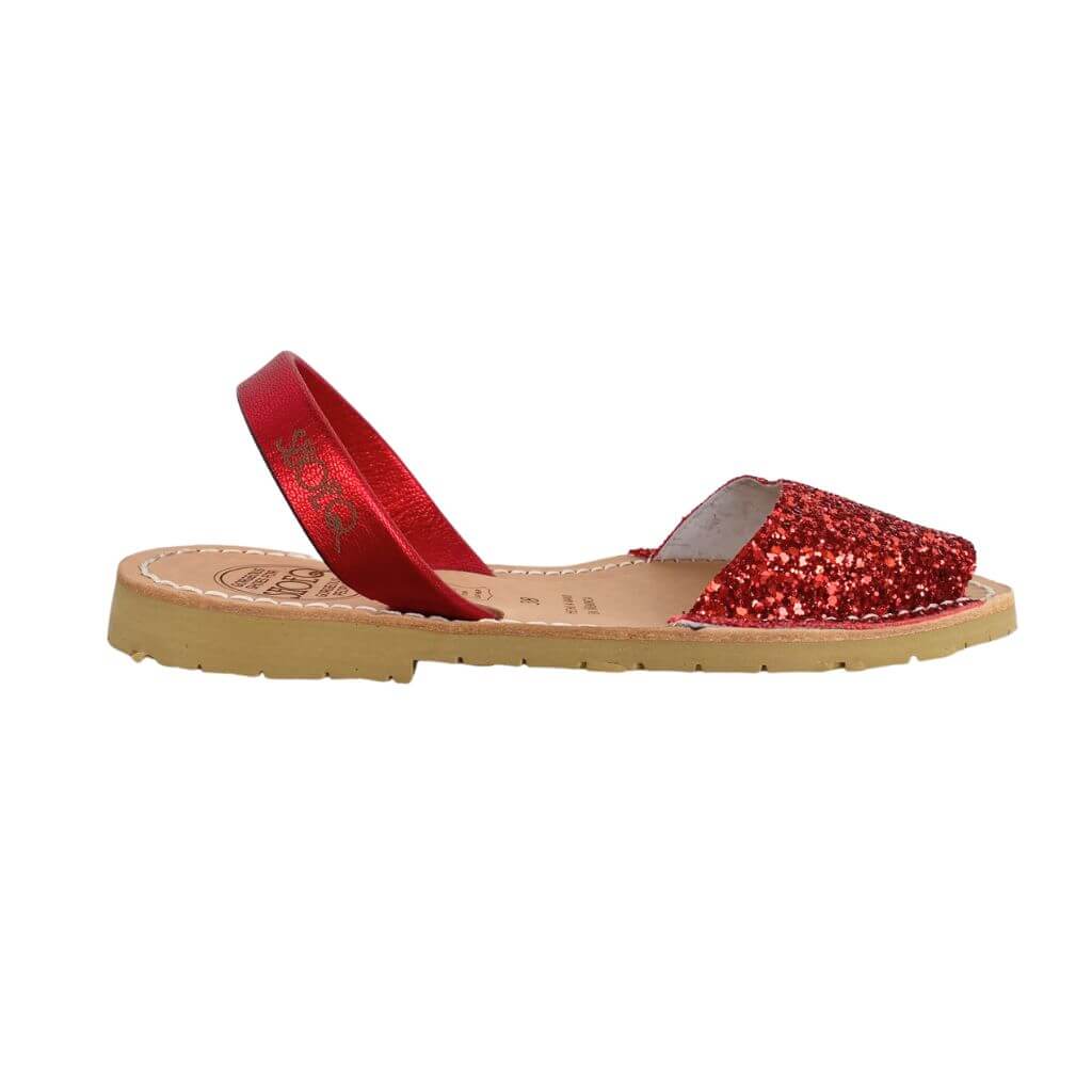 Peekaboo Avarca in Red Glitter - Shoeq