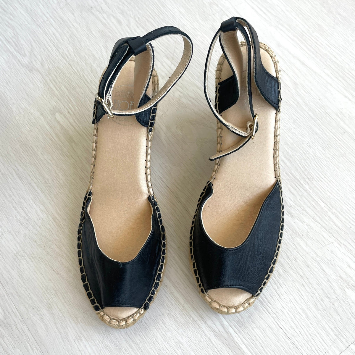 Peep Toe Espadrille Wedge in Midnight - Outlet item - Size 36 - Shoeq