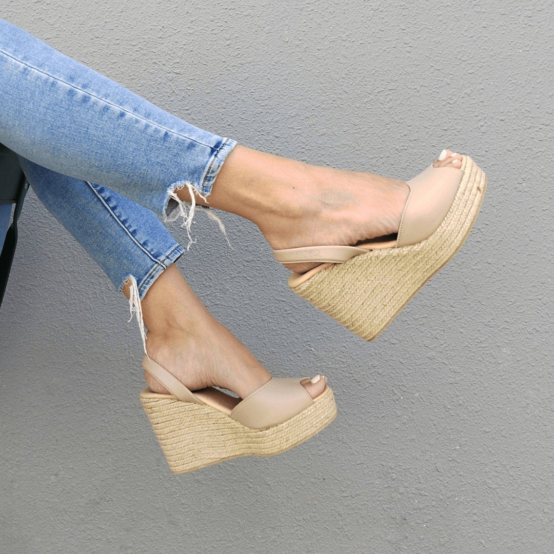 Roxy Espadrille Wedge in Latte - Shoeq