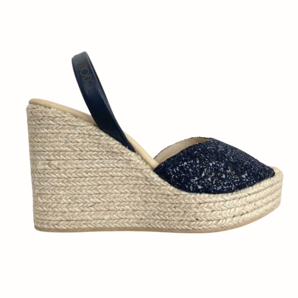 Roxy Espadrille Wedge in Midnight Glitter - Shoeq