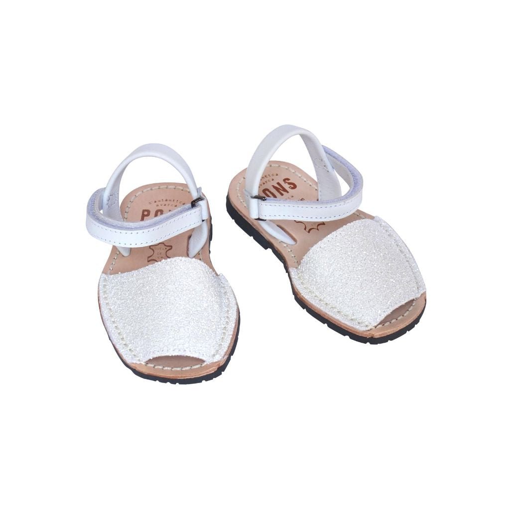 Toddler Avarca in White Glitter - Shoeq
