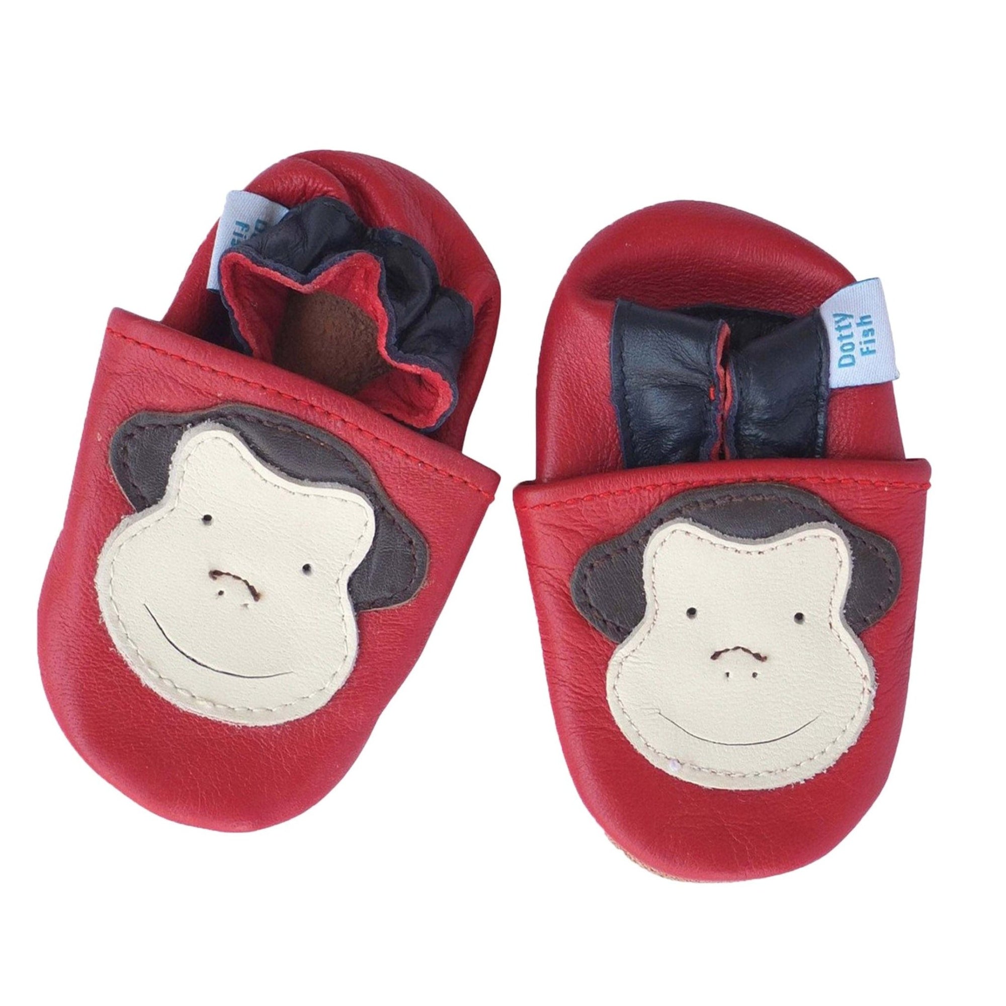 Unisex Soft Leather Elasticised Pram Shoes - Red Monkey - Shoeq
